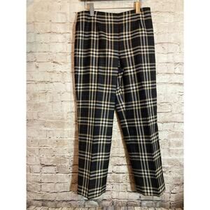 Talbots Trouser Pants Womens 8 Black Plaid Italian Wool Preppy Office Career